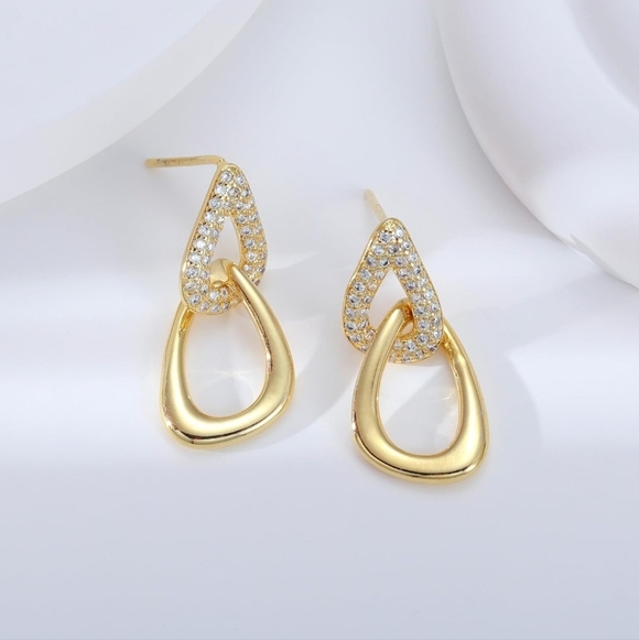 Jewelry - Elegant Gold and Silver Teardrop Earrings
